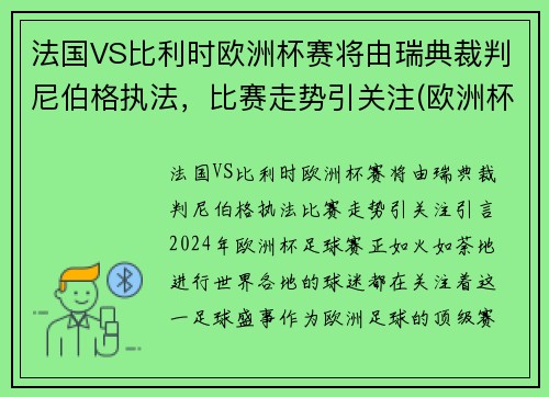 法国VS比利时欧洲杯赛将由瑞典裁判尼伯格执法，比赛走势引关注(欧洲杯法国队比利时)