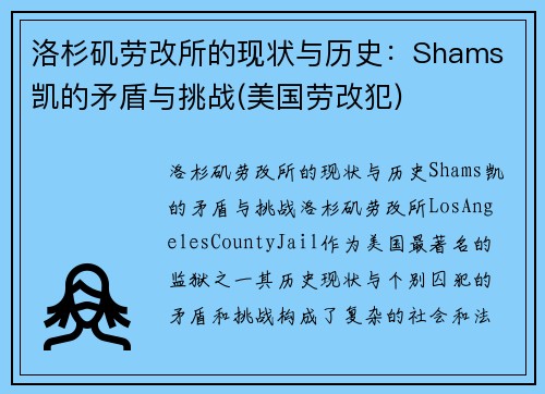 洛杉矶劳改所的现状与历史：Shams 凯的矛盾与挑战(美国劳改犯)